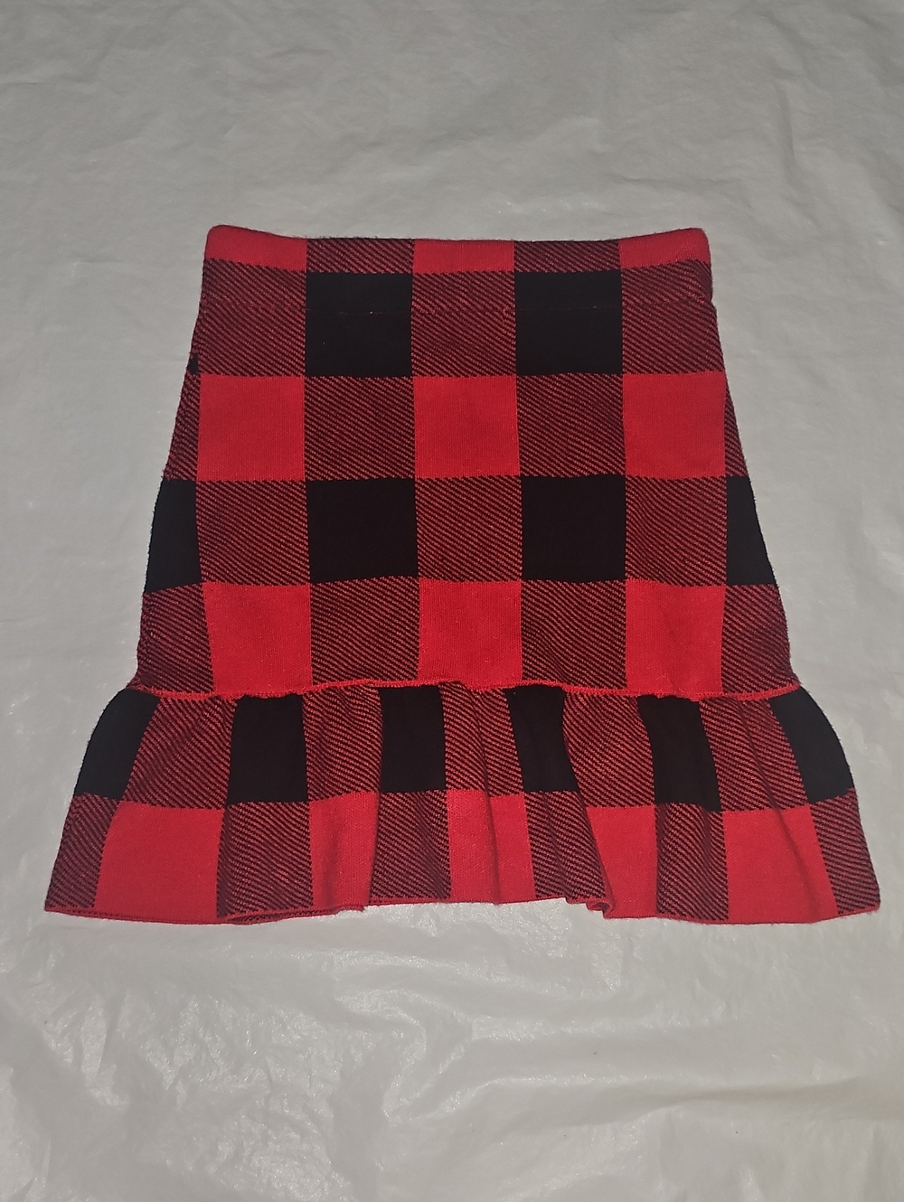 Charlotte by Cato Girls Size Small 8 Red Black Buffalo Plaid Ruffle Hem Skirt